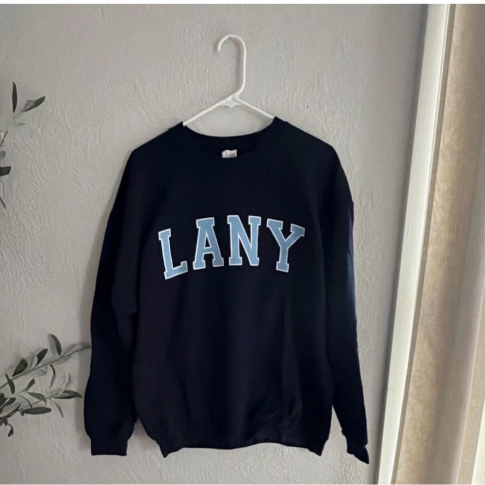 Gildan Navy Crewneck Sweatshirt with Light Blue LANY Logo